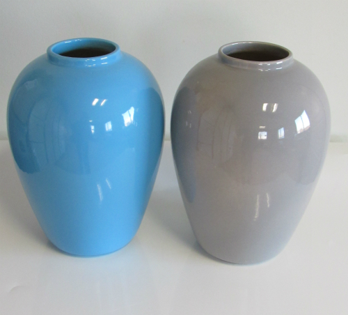 Vases ovale bleu et gris