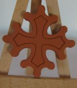 croix occitane magnet diamètre 5 cm rouge brut