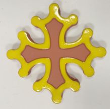 Croix Occitane plate diamètre 14.5 émaillé extérieur jaune