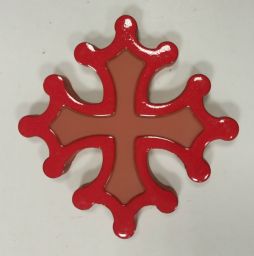 Croix Occitane plate diamètre 14.5 émaillé extérieur rouge