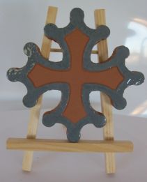 Croix occitane plate diamètre 14.5 émaillé extérieur gris