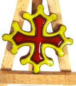 Croix Occitane magnet diamètre 5 émaillé jaune et rouge